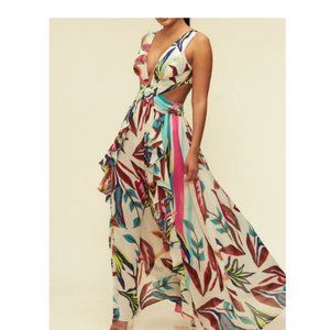 Size L  Maxi dress, tropical, perfect for beach wedding guest-Luxxel